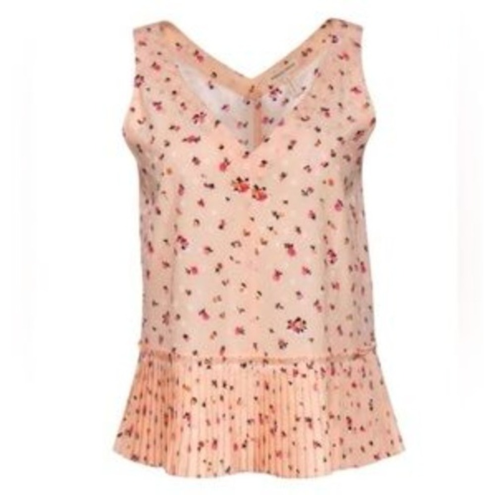 Rebecca Taylor Silk Floral Peplum Blouse Blush Pink‎ V-Neck Romantic Size 6